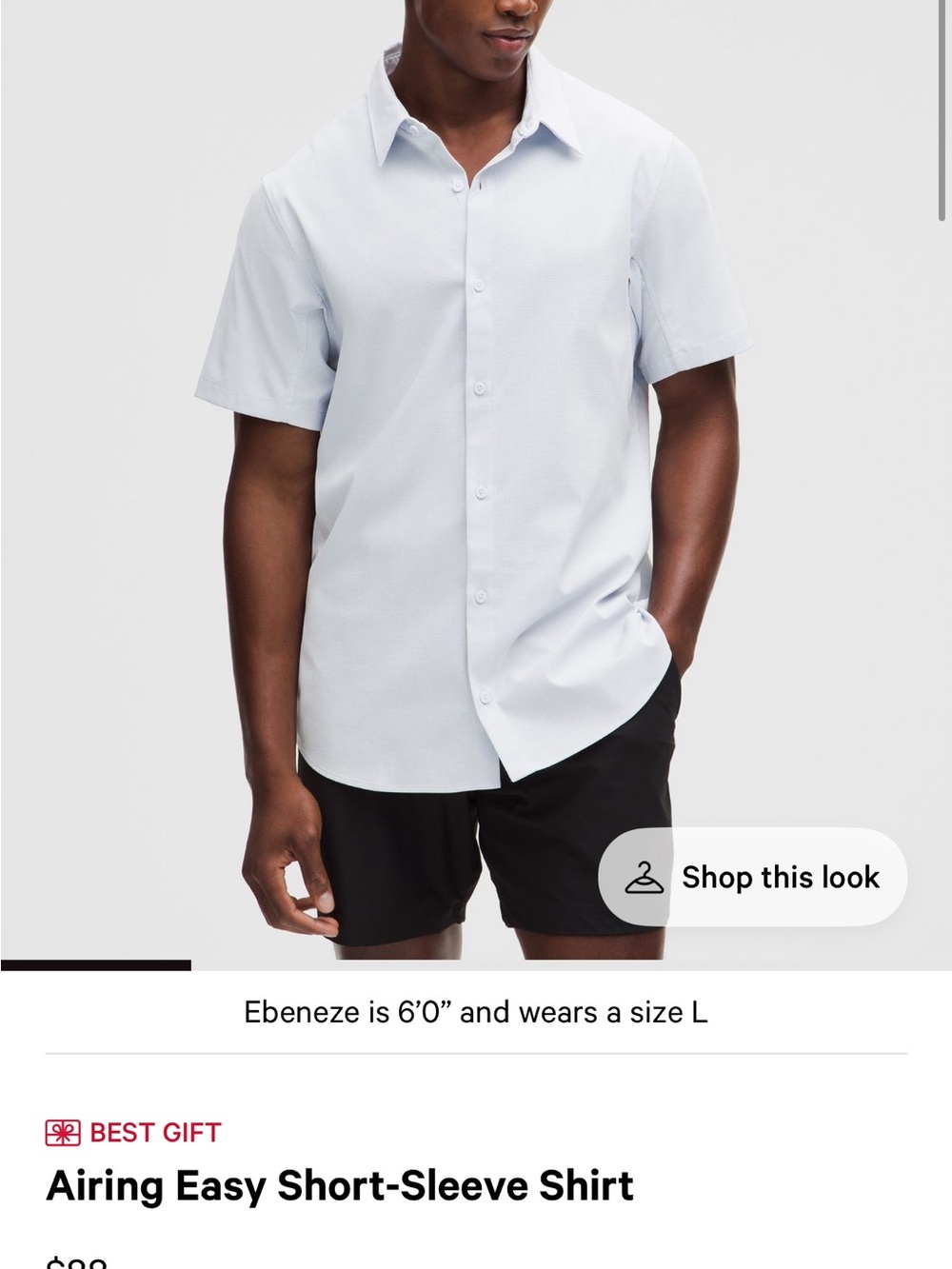 Lululemon Airing Easy Short-Sleeve Shirt — Light Blue